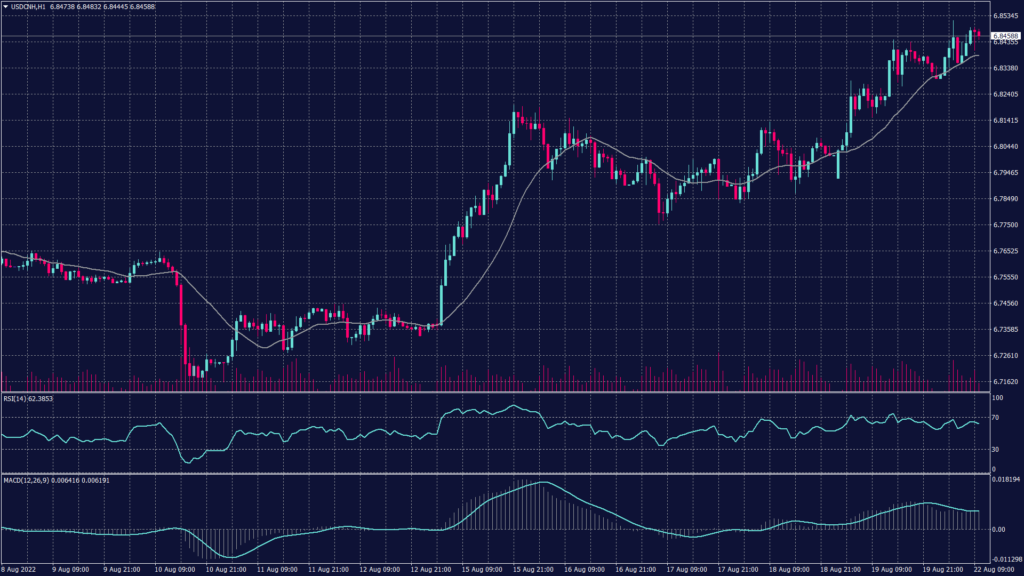 USDCNH chart shows that the pair remains heading upwards after breaking the resistance at 6.8240 on the daily chart