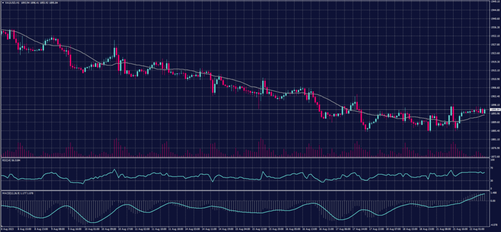 Spot Gold Graph Candle for 22 August 2023